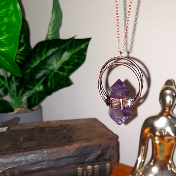 Amethyst Necklace Crystal Jewelry Large Amethyst necklace - Picture 4 of 5